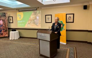 Carolyn Labey speaking at Jersey Farican forum in Malawi 2023