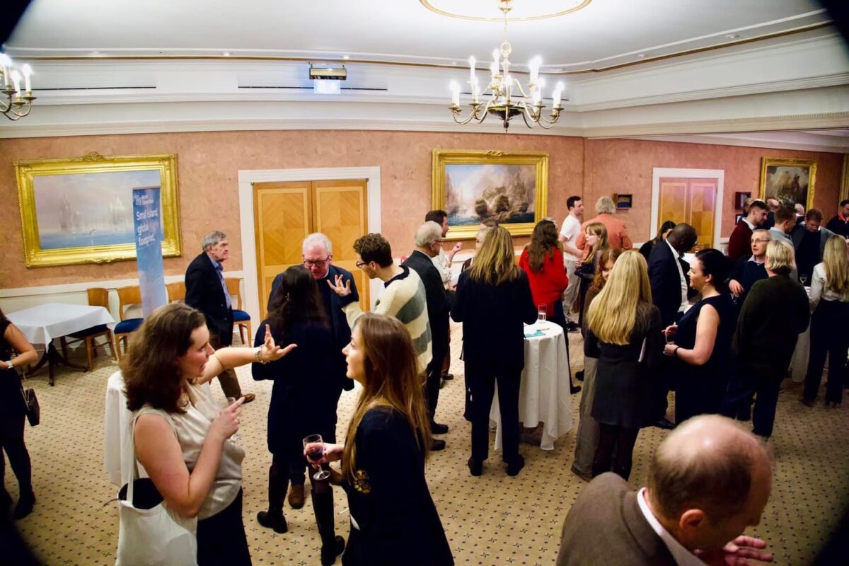 people meeting in semi formal environment for Jersey Society in London
