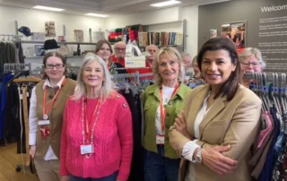 Béatrice Butsana-Sita (right), British Red Cross chief executive, at the charity’s shop in Queen Street with volunteers