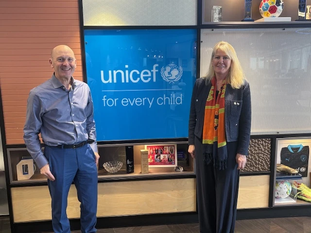 ■International Development Minister Carolyn Labey and Dr Philip Goodwin, chief executive at the UK committee for UNICEF,